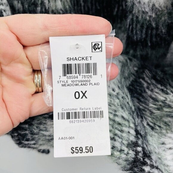 And Now This Womens Trendy Plus Size 0X Meadowland Plaid Shirt Jacket Green $60 - Picture 5 of 6